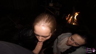 FFM Threesome Sucking On The Backyard  Outdoor Double Blowjob  Oral Cre-0