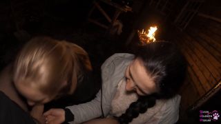 FFM Threesome Sucking On The Backyard  Outdoor Double Blowjob  Oral Cre-6