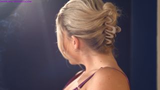 Darcy May - Smoking corks side on wearing lingerie - Smoking-5