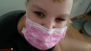 GERMAN LADY GETS CUM ON MEDICAL MASK | pov | milf porn amateur girls-7