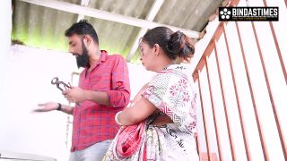 Washing machine service boy fucks with desi bhabhi in the stai....-1