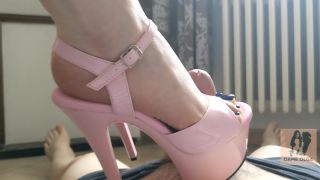adult clip 5 Dame Olga – Shoejob with Baby Pink Platform Sandals 1080 HD on femdom porn newspaper fetish-6