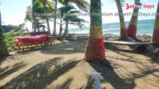 Cute latina fucking on public beach-6