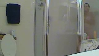 Chubby girl spied in a thorough shower BBW!-2