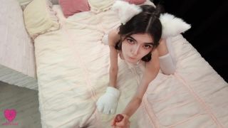 Cute Neko Girl In White Micro Bikini And Stockings Fucks By Her Senpai And Gets Cum Inside Her Pussy 1080p-3