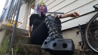 free porn video 31 Cyberpunk goth girl boot worship and spitty soles - foot worship - solo female mika tan femdom-0