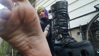 free porn video 31 Cyberpunk goth girl boot worship and spitty soles - foot worship - solo female mika tan femdom-3