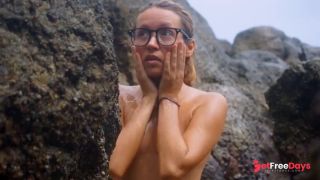 Girl is swimming in the sea naked-6