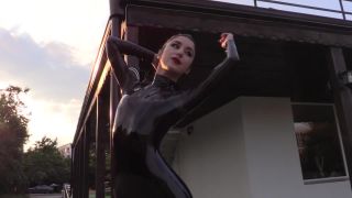 Black Latex Catsuit and 7 inch high heels - Latex-2