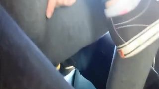 Hot girl rubs her pussy during a bus  ride-4