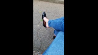 lolitafeet  Outdoor dangling - Black flats - 6 min,  on feet porn -3