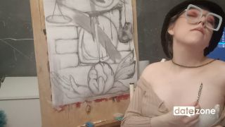 Amateur Artist Oils Her Perky Boobs-3