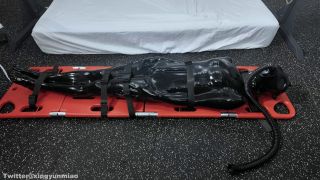 ZHUA175 Desperate Breathing Control in a Latex Vacuum Sleeping Bag.-7