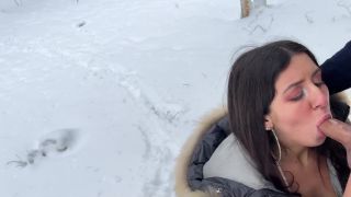 7175 Sex in a winter snowy forest , the beauty got hot cum on...-4
