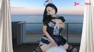 HENTAI Aibu. Veranda. Maid. Masturbation with a mannequin.-7