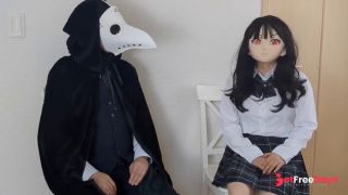 HENTAI Aibu. Veranda. Maid. Masturbation with a mannequin.-9