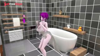 St. Louis Bathroom Undress Dance Azur Lane Hentai Tell Me Song Big Boobs MMD 3D Purple Hair-0