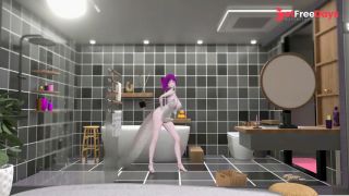 St. Louis Bathroom Undress Dance Azur Lane Hentai Tell Me Song Big Boobs MMD 3D Purple Hair-1