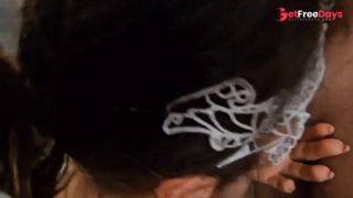 She sucks my COCK until I CUM on her BIG TITS SUCK my balls HARD-9