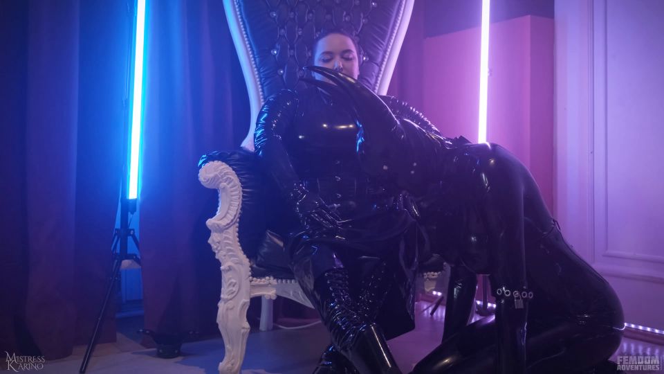 [K2S.CLUB] Femdom Adventures - Mistress Karino - Smoking Latex Shining And Boot Worship With Latex Devil - 4K 2160P
