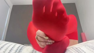 online adult clip 36 GoddessLucie_x – Red stockings foot worship JOI cum countdown | foot | feet porn latina foot fetish-3