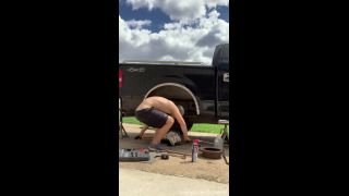 Loganwall () - cleaning up an oil leak with a plumbers crack and showin off the cock too think o 04-05-2020-3