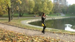 porn clip 37 9274 - Sexy Redhead In Latex Catsuit And Balletboots Walking on feet porn adria rae foot fetish-7