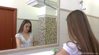 Mirror play turns hairy girl Gretta on hairy Insertions Gretta-0