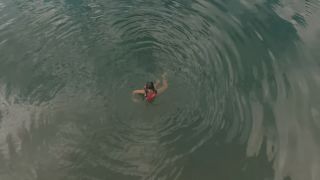 Daring Kiara Floating in Life Jacket in Alpine Lake-3