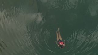 Daring Kiara Floating in Life Jacket in Alpine Lake-5