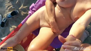 Mrs RobinsonExposed Cumshot at public beach on Busty Stepmom with Cum everywhere-6