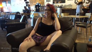 TrinityMay33 aka Trinity May in glass dildo public flashing coffee shop on teen -4