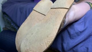 free adult clip 1 Old Sandals Footjob – Close up cum on soles, gym foot fetish on handjob porn -0