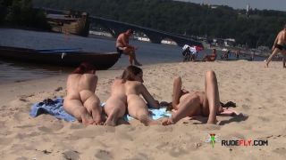 Nudist teen friends frolic around at a nude  beach-9