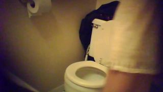 Blonde pigtailed teen in the toilet. hidden cam-0