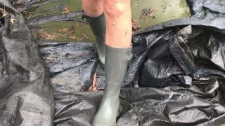 Porn tube BuddahsPlayground - Cleaning Outdoors in Rain Boots-8