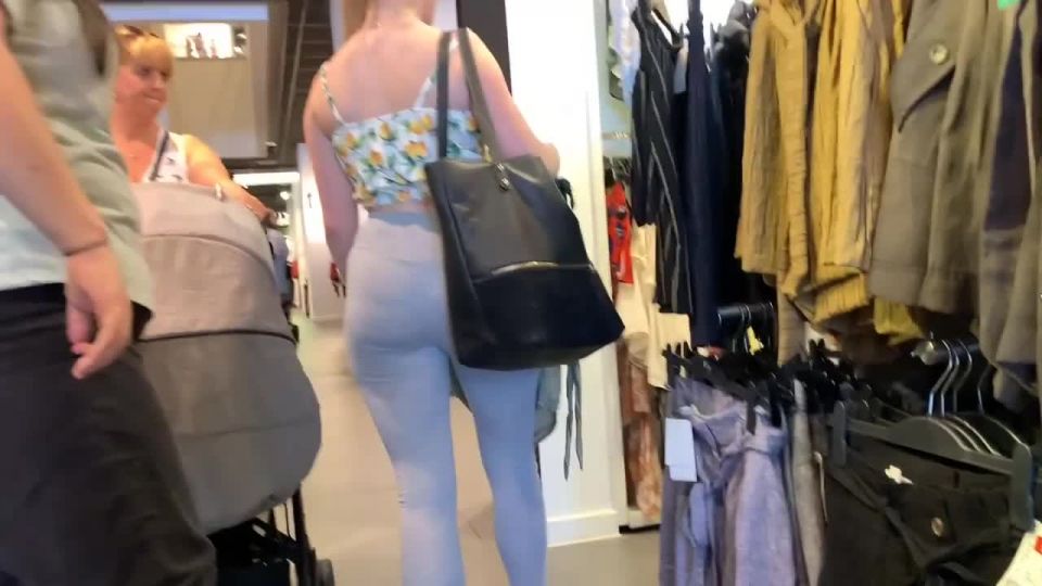 Sexy daughter shopping around with fat mother