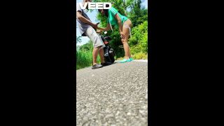 boricualovenyc - BIKER FEMALE EBONY SOLO PUBLIC MOTORCYCLE NYC OUTSIDE PARK-2