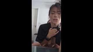 Deepthroat Asian hotie squirts extremally after DVP-2