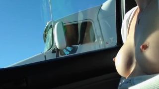 Kinky girl shows off in a moving car-7