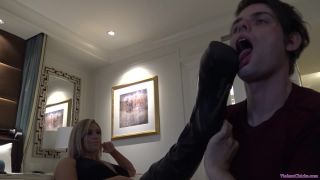 Val’s thigh high boots are cleaned to a high shine by the slave’s tongue [Boot Worship, Femdomboot, High Heels] - mistress - fetish porn public femdom-6