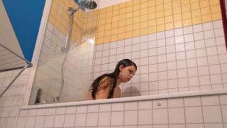 Nice hairy teen shaving armpits in the shower. hidden cam-4