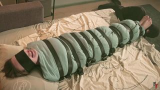 Foot worship for Dina that mummified with a blanket - Blindfolded mummy-2