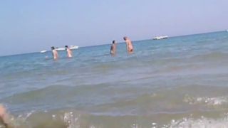 Naked girl plays in the shallow water Nudism-3