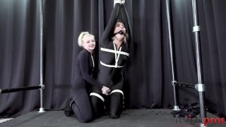 Red August Bondage Orgasms in Black Catsuit Tickling!-7