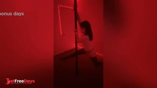 Cute girl strip tease pole dancing-7