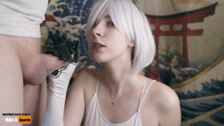 [Amateur] Sperm mania! Cosplay 2B NieR ! Hot slobbering blowjob from my girlfriend ! Divinely Sucks Fat Cock!-6