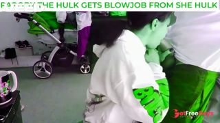 THE INCREDIBLE HULK GETS A BLOWJOB FROM SHE HULK GREEN COCK SUCKING-0