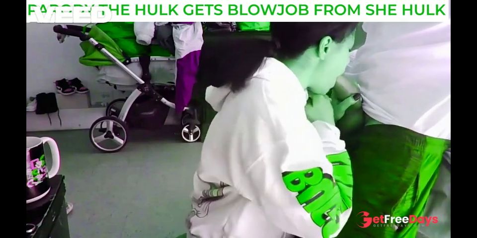 THE INCREDIBLE HULK GETS A BLOWJOB FROM SHE HULK GREEN COCK SUCKING