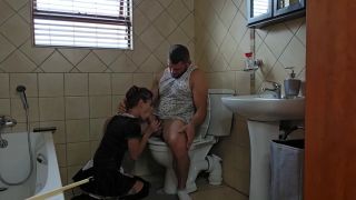 Big Dick Petite slut sucking cock on toilet-8